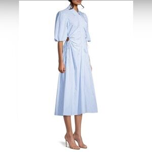 Bardot Light Blue Striped Midi Dress US 4 Small